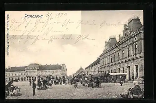 AK Pancsova, Stände am Marktplatz