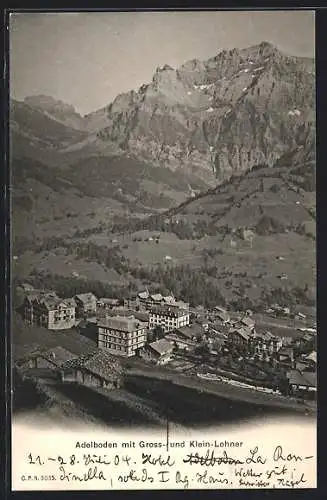 AK Adelboden, Ortsansicht mit Gross- und Klein-Lohner