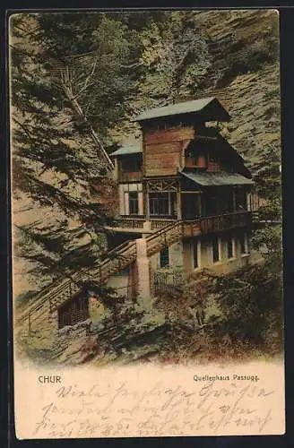 AK Chur, Quellenhaus Passugg mit Wald