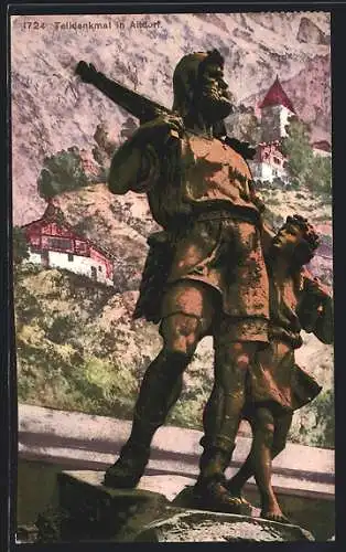 AK Altdorf, Telldenkmal mit Kirche