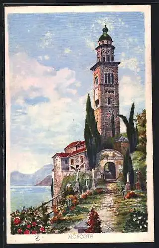 Künstler-AK Morcote, Ansicht der Kirche