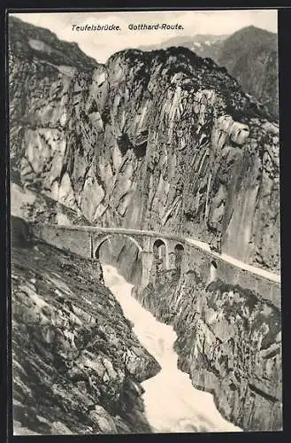 AK Teufelsbrücke, Gotthard-Route, Kutsche