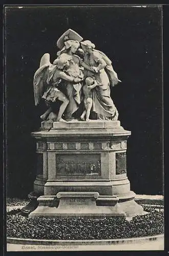 AK Basel, Strassburger-Denkmal mit Anlagen