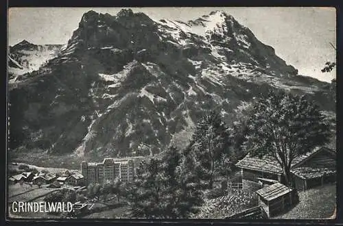 AK Grindelwald, Ortsansicht aus der Vogelschau