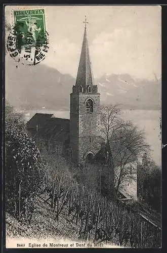 AK Montreux, Eglise et Dent du Midi