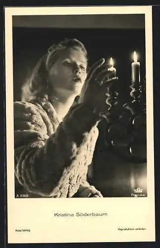 AK Schauspielerin Kristina Söderbaum an einer Kerze