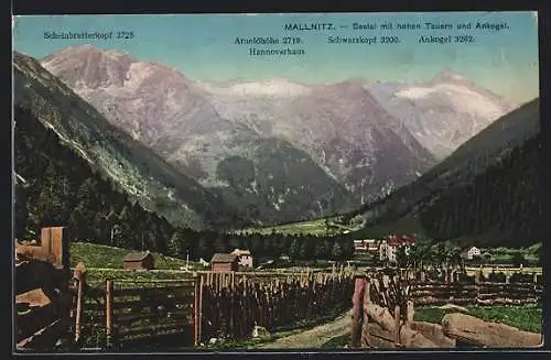 AK Mallnitz, Seetal mit hohen Tauern und Ankogel, Scheinbretterkopf, Schwarzkopf und Arnoldhöhe