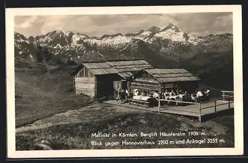 AK Mallnitz in Kärnten, Gasthaus Hannoverhaus mit Ankogel, Berglift Häusleralm