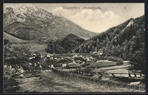AK Krampen /Steiermark, Teilansicht mit Bergen