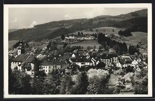AK Kindberg /Steiermark, Teilansicht mit Kirche