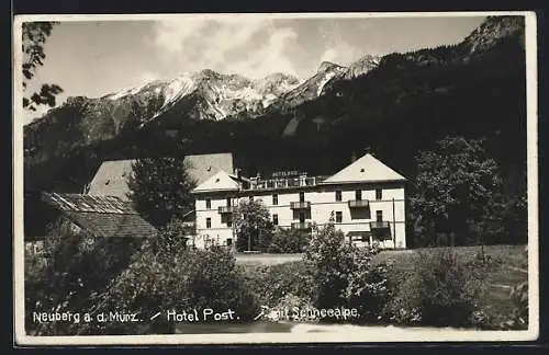 AK Neuberg a. d. Mürz, Hotel Post mit Schneealpe