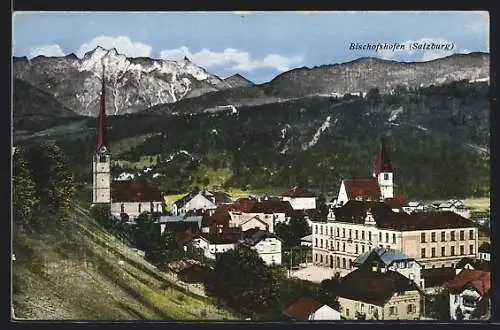 AK Bischofshofen /Salzburg, Teilansicht mit Kirche