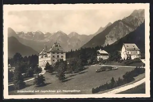 AK Werfen, Jagdschloss Blühnbachtal gegen das Hagengebirge