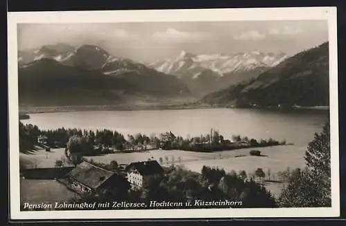 AK Zell am See, Hochtenn, Pension Lohninghof mit Zellersee und Kitzsteinhorn
