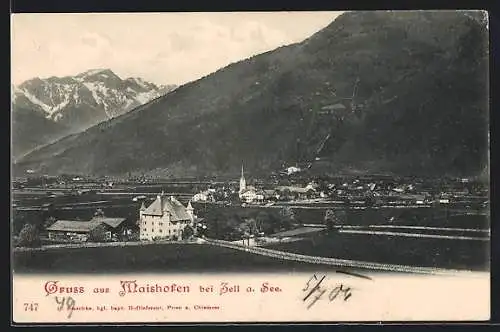AK Maishofen bei Zell am See, Ortsansicht gegen die Berge
