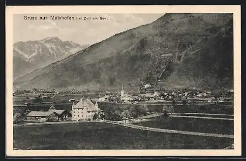 AK Maishofen bei Zell am See, Panorama mit Ort und Bergen