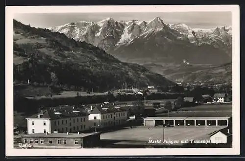 AK St. Johan, Blick auf die Kasernen mit Tennegebirge