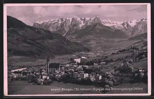 AK Sankt Johann im Pongau, Ortsansicht gegen das Tennengebirge
