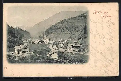 AK Hüttau, Ortsansicht mit Blick ins Tal