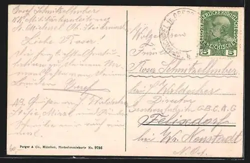 AK St. Michael ob Leoben, Blick übers Wasser auf die Ortschaft