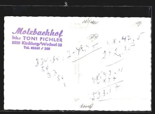 AK Kirchberg a. Wechsel, Hotel-Pension Molzbachhof von Toni Pichler