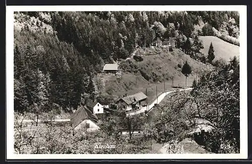 AK Warth /N.-Oe., Kirchau, Ortspartie aus der Vogelschau