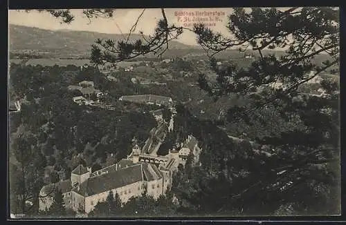 AK St. Johann bei Herberstein, Totalansicht auf Schloss Herberstein mit Wälder
