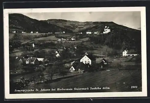 AK St. Johann bei Herberstein, Panorama mit Kirche