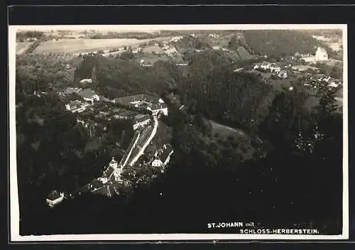 AK St. Johann bei Herberstein, Panorama mit Schloss Herberstein