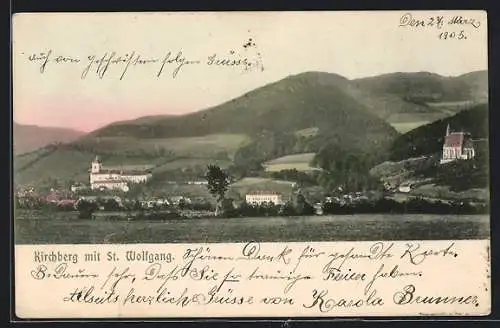 AK Kirchberg am Wechsel, Panorama mit St. Wolfgang