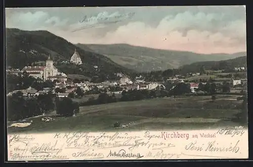 AK Kirchberg am Wechsel, Ortsansicht mit Umland