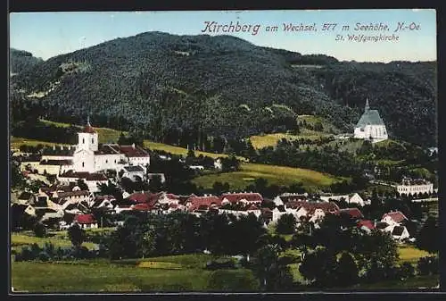 AK Kirchberg am Wechsel, Teilansicht mit Kloster und St. Wolfgangkirche