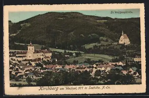 AK Kirchberg am Wechsel, Teilansicht mit Kloster und St. Wolfgangkirche