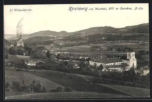 AK Kirchberg a. Wechsel, Panorama mit Kloster und St. Wolfgangkirche