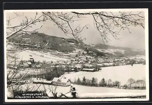 AK Kirchberg a. Wechsel, Teilansicht mit Kloster im Winter