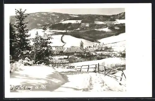 AK Kirchberg a. W., Teilansicht mit Kloster im Winter