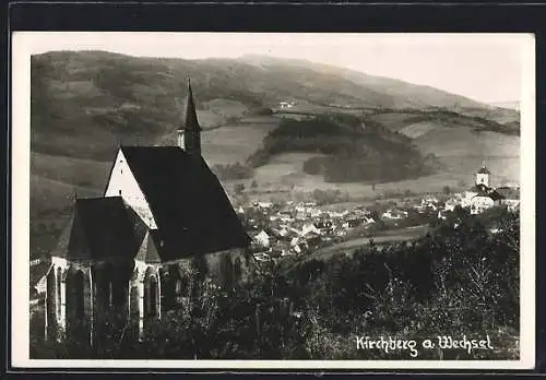 AK Kirchberg a. Wechsel, Teilansicht mit Kirche