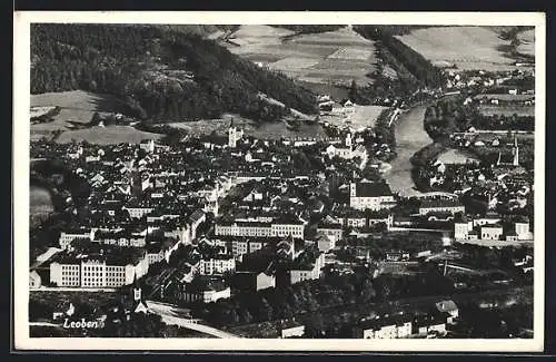 AK Leoben, Ortsansicht aus der Vogelschau