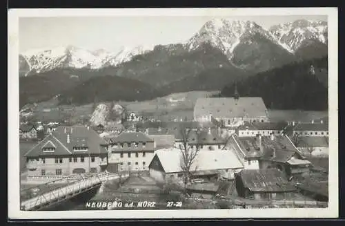 AK Neuberg a. d. Mürz, Teilansicht mit Bergpanorama
