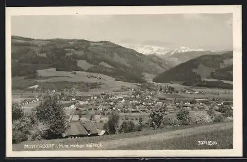 AK Mitterdorf i. M., Ortsansicht mit Hoher Veitsch