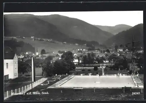 AK Mitterdorf a. d. Mürz, Panorama und Schwimmbad