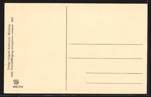 AK Mürzsteg, Totalansicht mit bewaldetem Berg