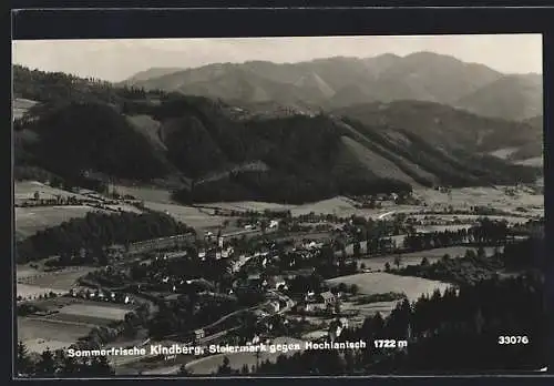 AK Kindberg /Steiermark, Ortsansicht genen Hochlantsch