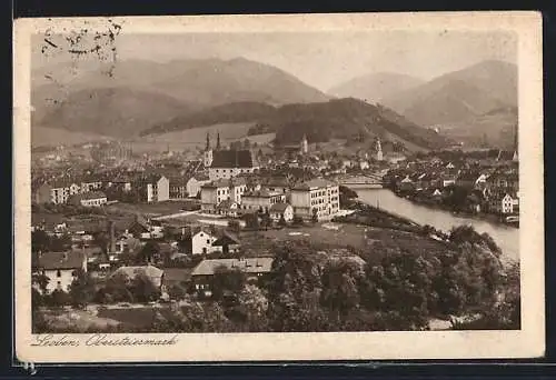 AK Leoben /Obersteiermark, Ortsansicht aus der Vogelschau