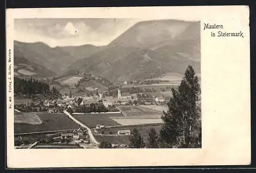 AK Mautern /Steiermark, Gesamtansicht mit Bergpanorama
