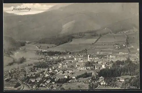 AK Mürzzuschlag, Orts- und Talansicht aus der Vogelschau