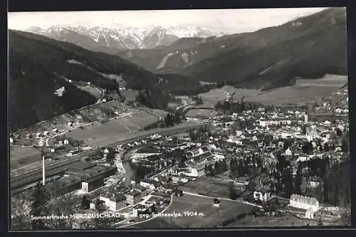 AK Mürzzuschlag, Ortspanorama gegen die Schneealpe