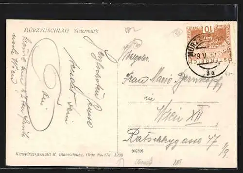 AK Mürzzuschlag /Steiermark, Teilansicht mit Fabrikgebäuden