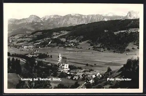 AK Lassing bei Selzthal, Ort mit Tal- und Bergpanorama