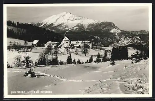 AK Josefsberg, Ortsansicht mit dem Ötscher im Schnee